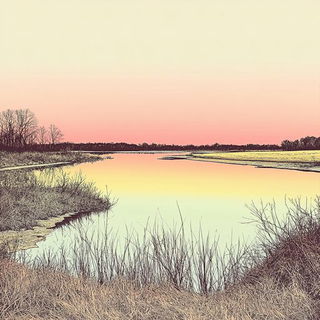 Pluvial Chiaroscuro style, Midjourney V6.1: realistic landscape photograph of quiet dawn
