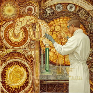 Scanline Solstice style, Midjourney V6.1: editorial illustration for popular scientific magazine cover