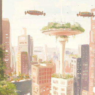 Brinevector style, Midjourney V6.1: megacity with futuristic bioarchitecture
