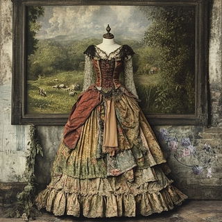 Giantkin Marginalia style, Midjourney V6.1: haute-couture fashion outfit