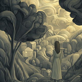Redmarket Monochrome style, Midjourney V6.1: retro fairy-tale illustration