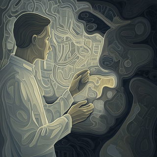 Redmarket Monochrome style, Midjourney V6.1: editorial illustration for popular scientific magazine cover