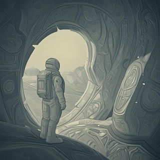 Redmarket Monochrome style, Midjourney V6.1: cinematic shot from sci-fi movie