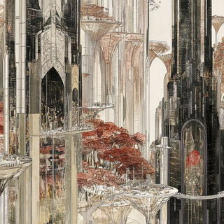 Parterre Gridworks style, Midjourney V6.1: megacity with futuristic bioarchitecture