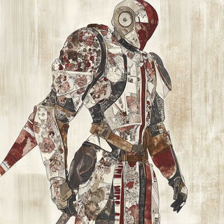 Parterre Gridworks style, Midjourney V6.1: concept art character design of retropunk steam knight