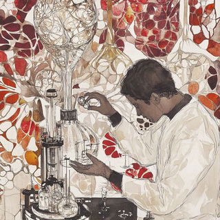 Parterre Gridworks style, Midjourney V6.1: editorial illustration for popular scientific magazine cover