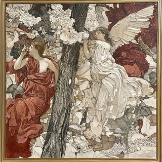 Parterre Gridworks style, Midjourney V6.1: classical 18th-century oil painting