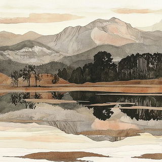 Parterre Gridworks style, Midjourney V6.1: realistic landscape photograph of quiet dawn