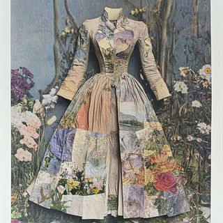 Watercolor Mythoperegrine style, Midjourney V6.1: haute-couture fashion outfit