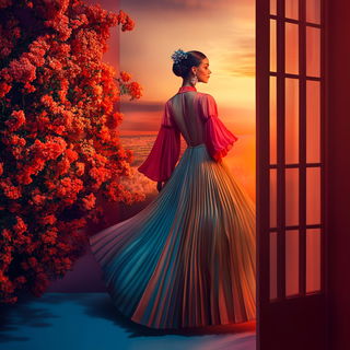 Pastelplacard style, Midjourney V6.1: haute-couture fashion outfit