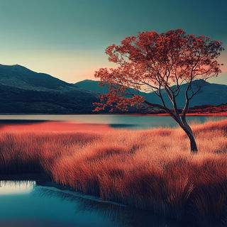 Pastelplacard style, Midjourney V6.1: realistic landscape photograph of quiet dawn