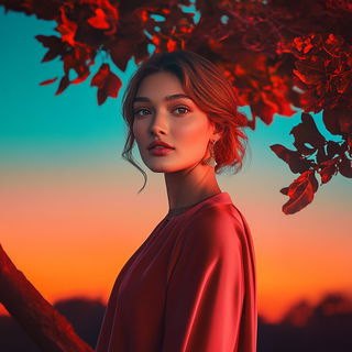 Pastelplacard style, Midjourney V6.1: photographic portrait of female protagonist