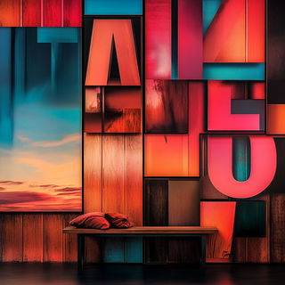 Pastelplacard style, Midjourney V6.1: typographic composition with large letters
