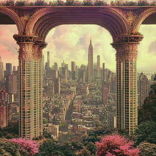 Mythoturbulence style, Midjourney V6.1: megacity with futuristic bioarchitecture