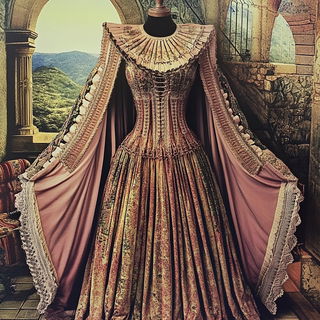 Mythoturbulence style, Midjourney V6.1: haute-couture fashion outfit