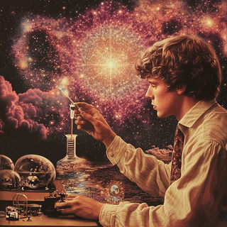 Mythoturbulence style, Midjourney V6.1: editorial illustration for popular scientific magazine cover