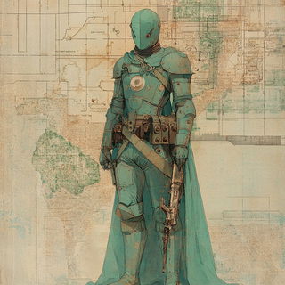 Chrysalis Metropolis style, Midjourney V6.1: concept art character design of retropunk steam knight
