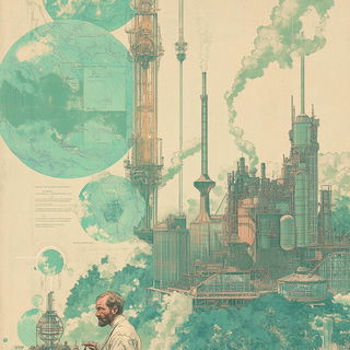 Chrysalis Metropolis style, Midjourney V6.1: editorial illustration for popular scientific magazine cover