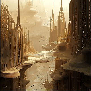 Cloakentrelle style, Midjourney V6.1: megacity with futuristic bioarchitecture