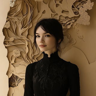 Cloakentrelle style, Midjourney V6.1: photographic portrait of female protagonist