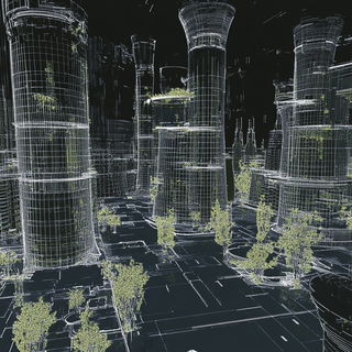 Stratoneon style, Midjourney V6.1: megacity with futuristic bioarchitecture