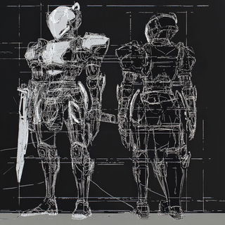 Stratoneon style, Midjourney V6.1: concept art character design of retropunk steam knight
