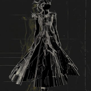 Stratoneon style, Midjourney V6.1: haute-couture fashion outfit