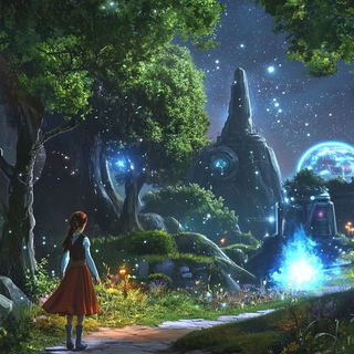 Azurine Folklore style, Midjourney V6.1: retro fairy-tale illustration