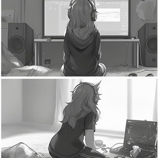 Azurine Folklore style, Midjourney V6.1: black-and-white manga comic strip