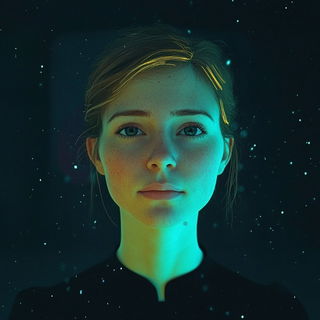 Portal Cutaway style, Midjourney V6.1: photographic portrait of female protagonist