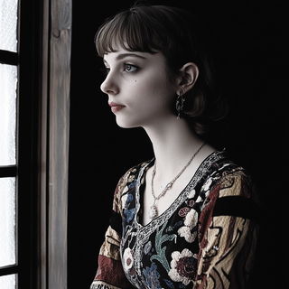 Pressmoon style, Midjourney V6.1: photographic portrait of female protagonist
