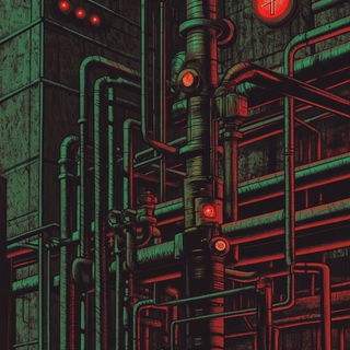 Fossilfable style, Midjourney V6.1: technical infrastructure blueprint schematics