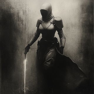 Moonwire Lettering style, Midjourney V6.1: concept art character design of retropunk steam knight