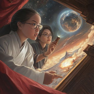 Marmora Vortex style, Midjourney V6.1: editorial illustration for popular scientific magazine cover