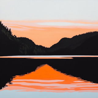 Iridescent Iconoclasm style, Midjourney V6.1: realistic landscape photograph of quiet dawn