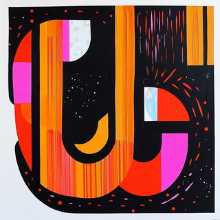 Iridescent Iconoclasm style, Midjourney V6.1: typographic composition with large letters