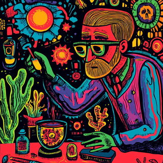 Neonscape Colossage style, Midjourney V6.1: editorial illustration for popular scientific magazine cover