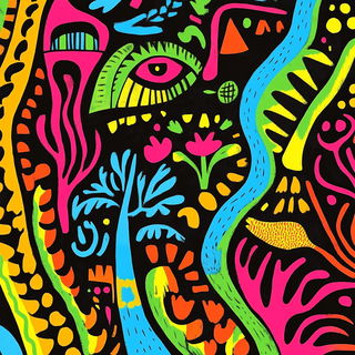 Neonscape Colossage style, Midjourney V6.1: creative pattern composition