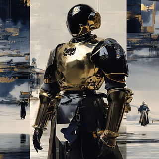 Cinderfume Villagery style, Midjourney V6.1: concept art character design of retropunk steam knight