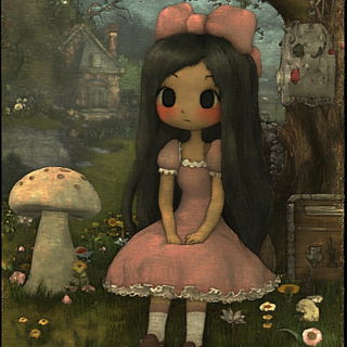 Cyanescut style, Midjourney V6.1: retro fairy-tale illustration