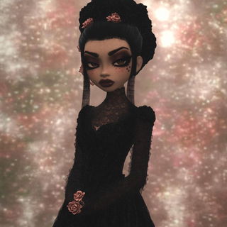 Cyanescut style, Midjourney V6.1: haute-couture fashion outfit