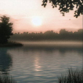 Cyanescut style, Midjourney V6.1: realistic landscape photograph of quiet dawn