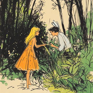 Bridgework Verdancy style, Midjourney V6.1: retro fairy-tale illustration