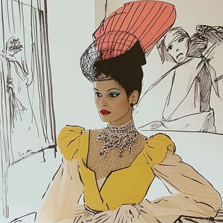 Bridgework Verdancy style, Midjourney V6.1: haute-couture fashion outfit