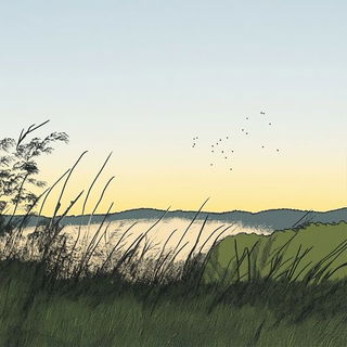 Bridgework Verdancy style, Midjourney V6.1: realistic landscape photograph of quiet dawn