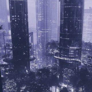Backpiece Afterlight style, Midjourney V6.1: megacity with futuristic bioarchitecture
