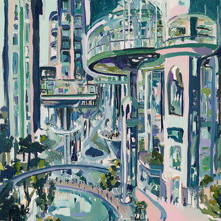Incision Totem style, Midjourney V6.1: megacity with futuristic bioarchitecture