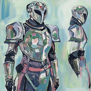 Incision Totem style, Midjourney V6.1: concept art character design of retropunk steam knight