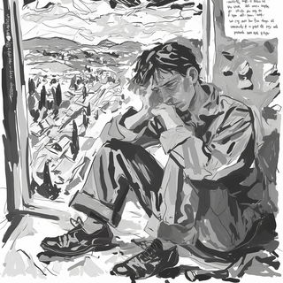 Incision Totem style, Midjourney V6.1: black-and-white manga comic strip