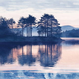 Fluorofauvism style, Midjourney V6.1: realistic landscape photograph of quiet dawn